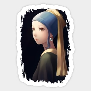 Girl with a Pearl Earring - Anime Shirt Sticker